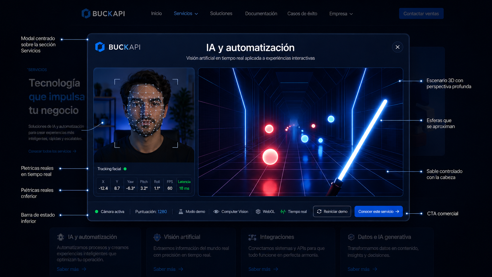 Concepto de demostración de visión artificial de BUCKAPI